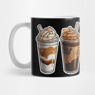 Ice Coffee Pattern Brown White Vintage Cup Mug